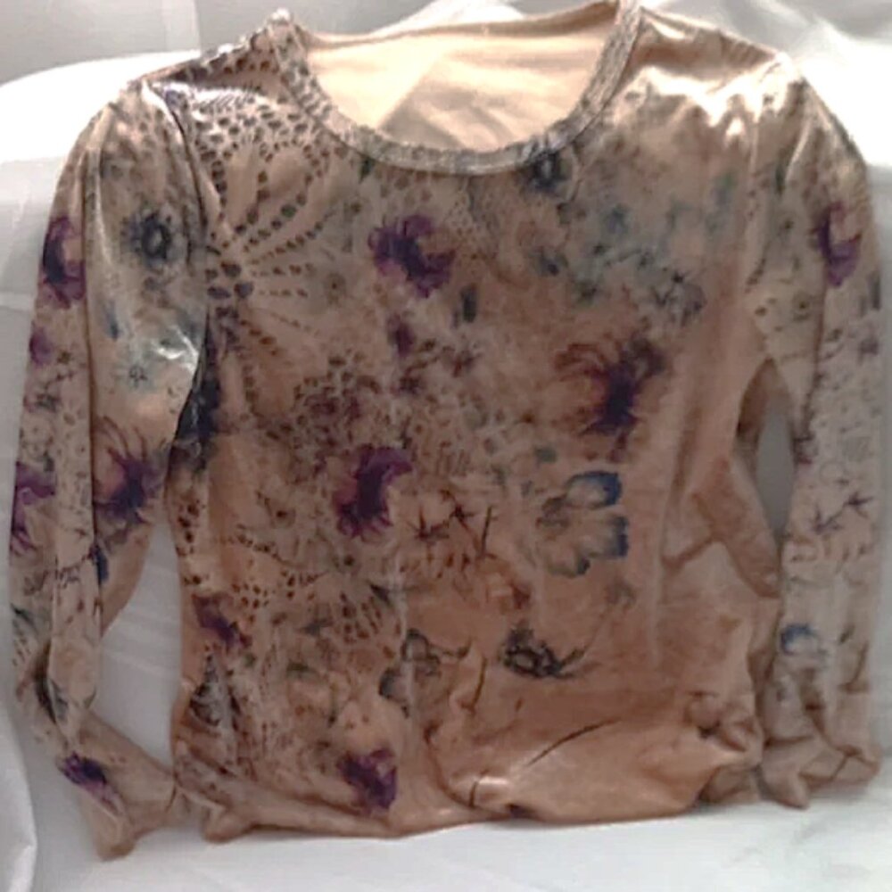 Whimsigoth Boho Fall Floral Velvet Long Sleeve Women's Top